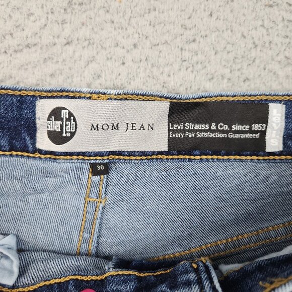 Levi's Silver Tab Jeans Women's 30 Mom Jean High Rise Cropped Blue Denim Pants - Picture 8 of 11